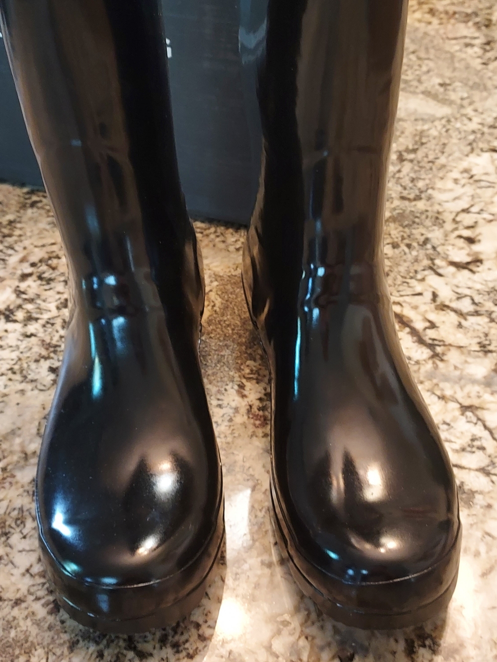 London Fog Thanes Shiney Black Rubber Knee High Rain Boots. Sz 10B. NWB - Picture 4 of 16
